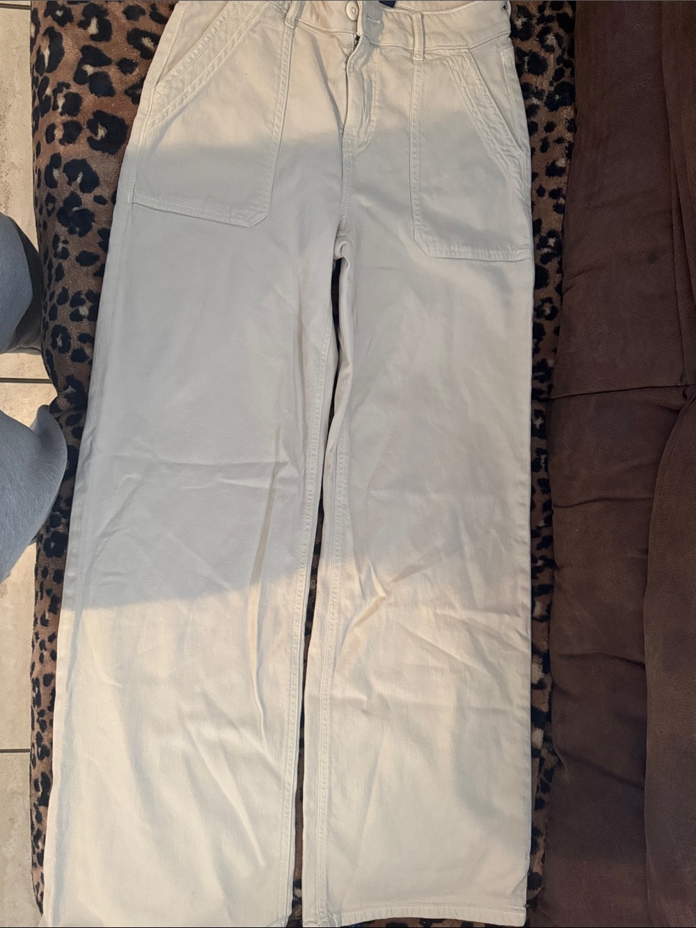 American Eagle Outfitters Wide Leg Pants in Off-White